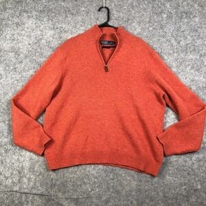 VTG Polo Ralph Lauren Lambs Wool Knit 1/4 Zip Sweater Preppy Casual Golf